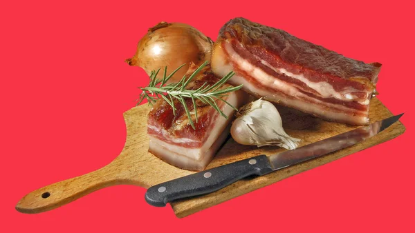 Domestic bacon with garlic — Stock Photo, Image