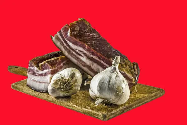 Bacon domestico con aglio — Foto Stock