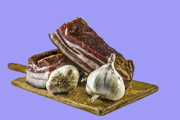 Domácí slanině s česnekem — Stock fotografie