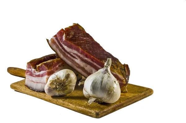 Bacon domestico con aglio — Foto Stock