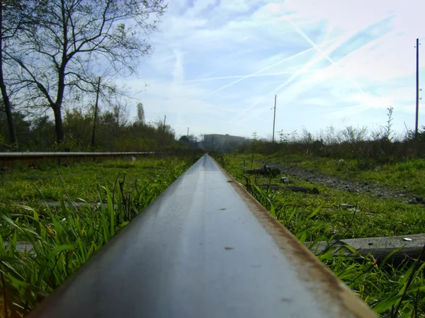 Bir demiryolu raylar — Stok fotoğraf