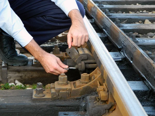 Unlocking crossover on the railway — Stock Photo, Image