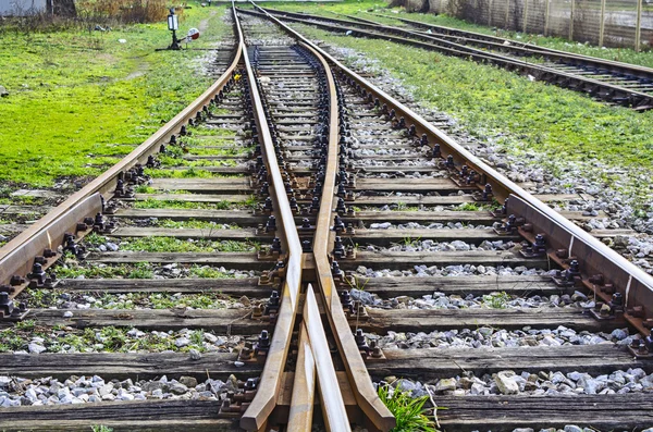 Binari ferroviari di intersezione — Foto Stock