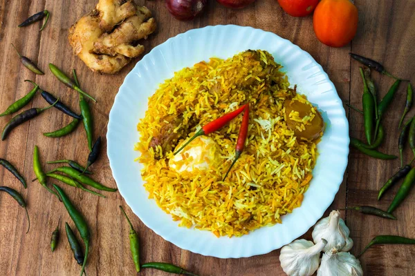 Biryani Usulü Tavuk Asya Usulü Pirinç — Stok fotoğraf