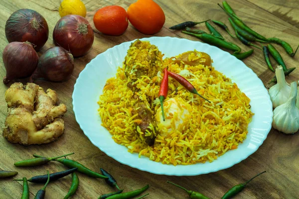 Biryani Usulü Tavuk Asya Usulü Pirinç — Stok fotoğraf