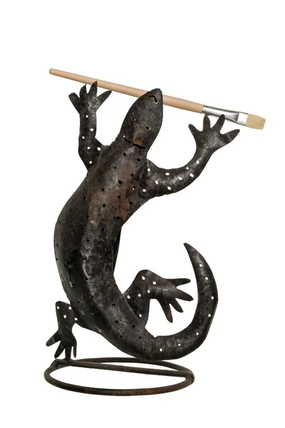  Boya fırçası ile dekoratif kertenkele