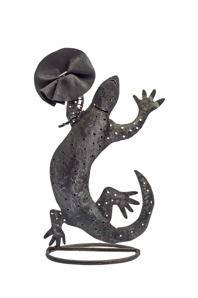 Vintage bir kertenkele üzerinde siyah deri broş