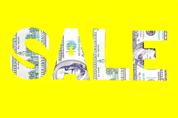 Sarı bir arka plan üzerinde Satılık dolar işareti