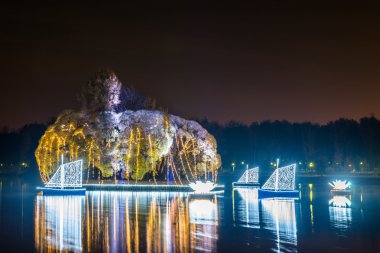 Tsaritsyno. Uluslararası Festivali ışık daire. 
