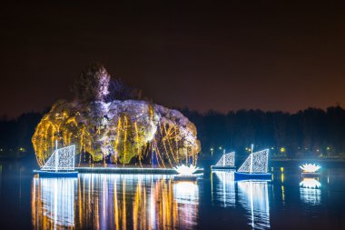 Tsaritsyno. Uluslararası Festivali ışık daire.