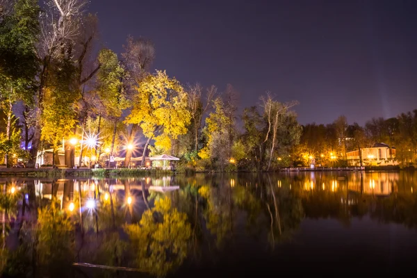 El lago en el parque por la noche . Fotos de stock