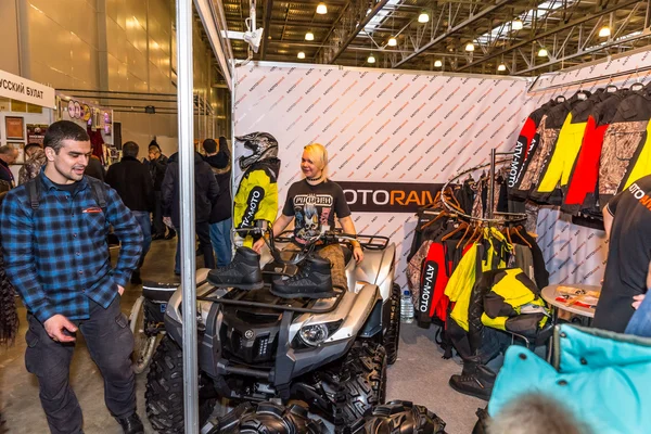 Motopark-2015 (BikePark-2015). The exhibition stand of ATVs and equipment to them. — Stock Photo, Image