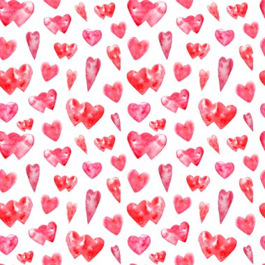 Suluboya kırmızı, pembe kalpler pürüzsüz desen. Sevgililer Günü arkaplanının tekrarı çok hoştu. Düğün davetiyeleri için el boyası dokuma, doğum günü, tebrik kartları, hatıra defteri, posterler, hediye kağıdı, baskı kağıdı.