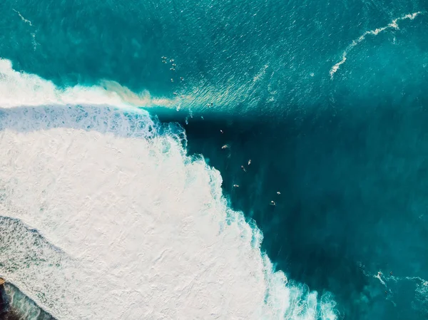 Aerial View Surfers Blue Ocean Waves Top View — Stock Photo, Image