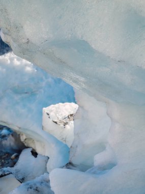 Buzullar kapansın. Dağlarda mavi buz. Buz dokuları