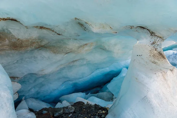 Gletscher Aus Nächster Nähe Blaues Eis Den Bergen Eisbeschaffenheit — Stockfoto