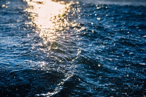 Olas Superficie Del Océano Textura Agua Con Bokeh Gotas —  Fotos de Stock