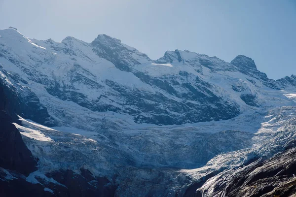 Montañas Rocosas Con Glaciar Nieve Pico Montaña Glaciar Hielo —  Fotos de Stock