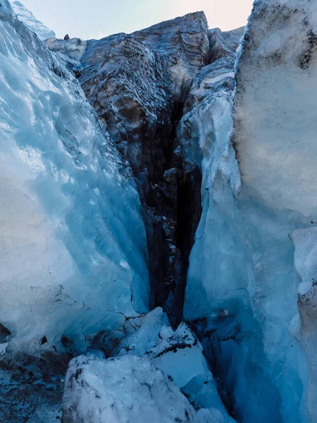 Glacier Referme Glace Bleue Dans Les Montagnes Textures Glace — Photo