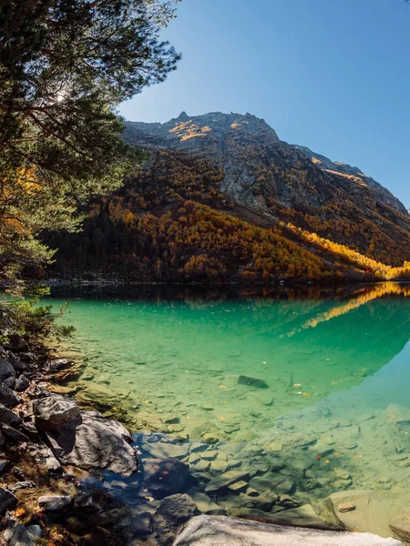 Horské Jezero Čistou Vodou Slunečním Světlem Hory Jezero — Stock fotografie