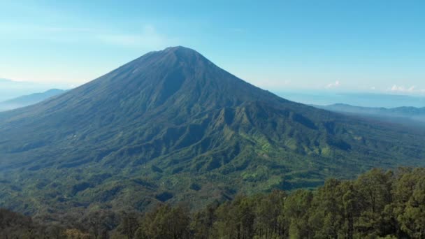 Flygfoto Över Agung Vulkan Med Skog Bali — Stockvideo