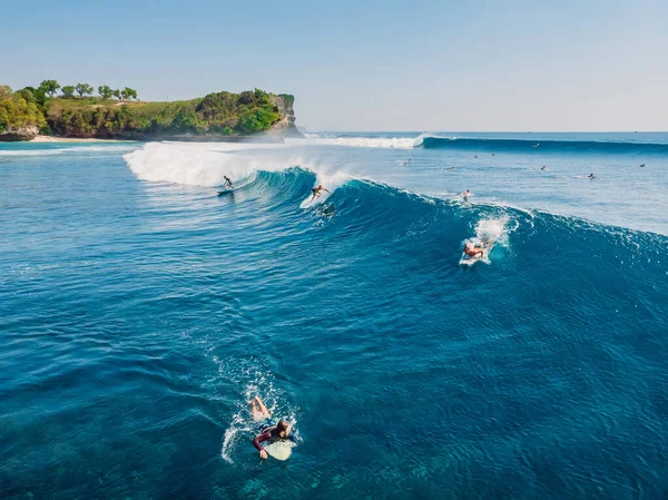 Augusti 2021 Bali Indonesien Flygfoto Med Surfing Idealisk Fat Våg — Stockfoto