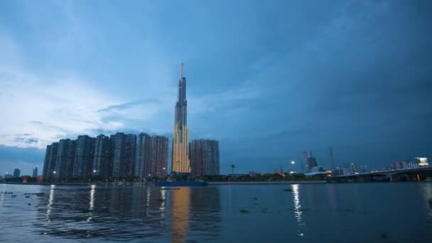 Zeitraffer Innenstadt Von Saigon Tag Nacht Chi Minh Stadt Vietnam — Stockvideo