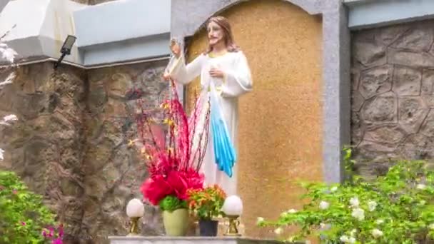 Estatua Jesús Iglesia Ciudad Chi Minh Vietnam — Vídeo de stock