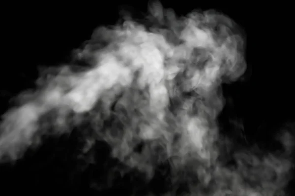 White smoke glow in the dark, steam gushing to form free shapes, beautiful abstract abstraction on black background, used for background.