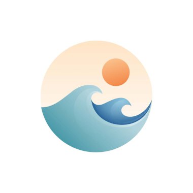 Okyanus dalga simgesi veya logo illüstrasyonu