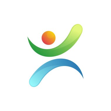 Soyut insan logosu. Çevre dostu vektör illüstrasyonu