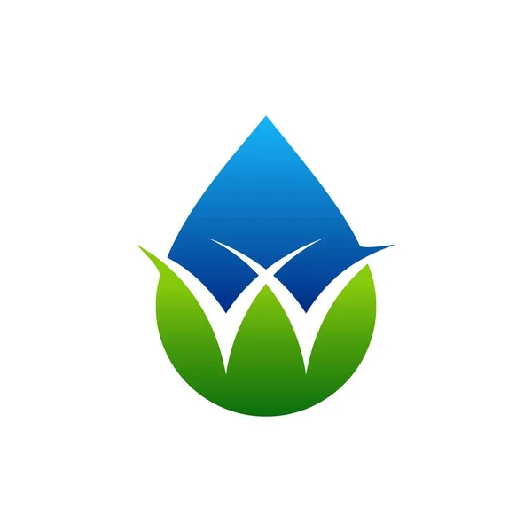 Wasser Und Gras Symbole Buchstabe Logo Vorlage — Stockvektor