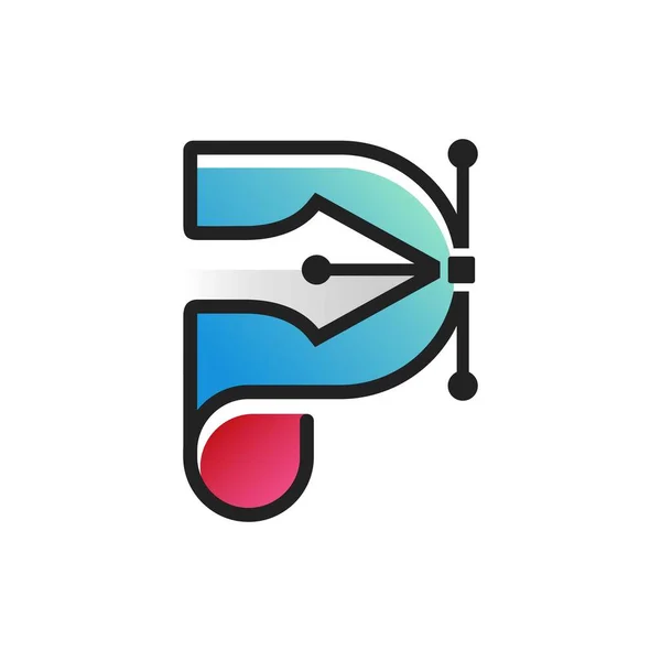 Buchstabe Mit Stift Logo — Stockvektor