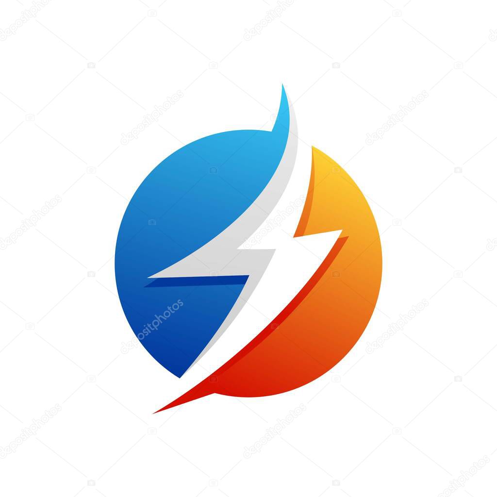Creative Thunder Logo in Circle. Electric Power Icon. Lightning Vector Illustration