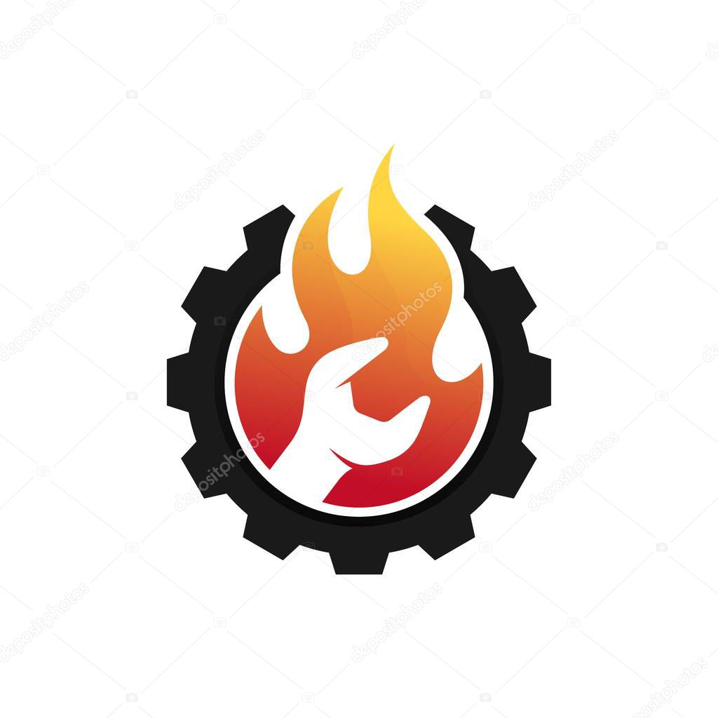 Gear and fire logo design