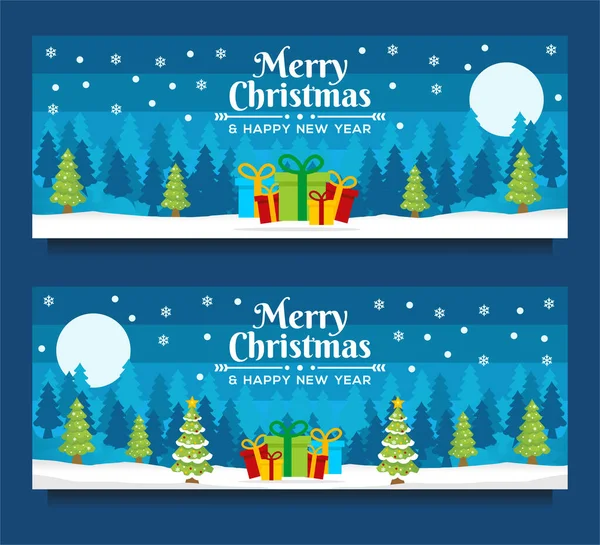 Joyeux Noël Bonne Année Modèle Bannière Avec Arbre Noël Fond — Image vectorielle