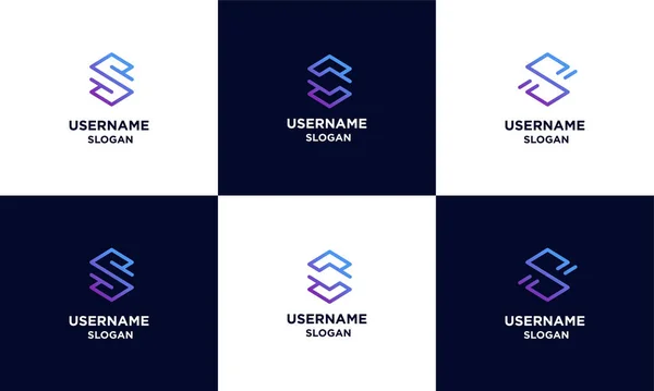 İlk harf S logo tasarım şablonu satır sanatı biçiminde