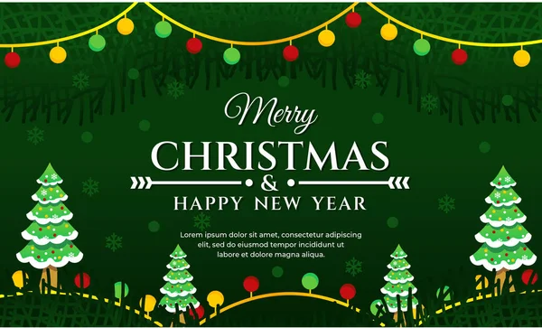 Mutlu Noeller ve mutlu yıllar arkaplan afişi Noel ağacı ile birlikte.