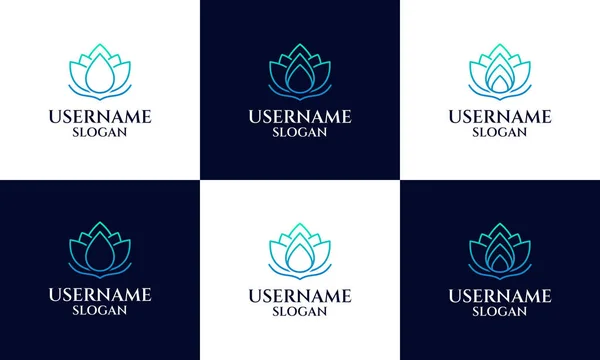 Lotus logo tasarım şablonu seti, manolya çiçek hattı sanat tarzı. yoga, spa, güzellik salonu logosu
