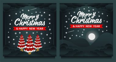 Mutlu Noeller ve mutlu yıllar sosyal medya paylaşımı, Noel ağacıyla Banner şablonu
