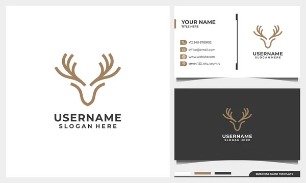 Design Logotipo Veado Selvagem Com Estilo Arte Linha Modelo Cartão — Vetor de Stock