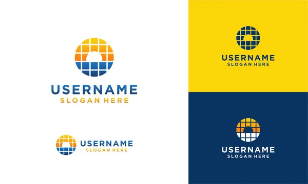Güneş paneli ve güneş enerjisi logosu dizayn şablonu