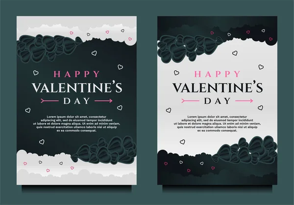 Šťastný Valentýn Banner Flayer Blahopřání Šablona Tmavým Pozadím — Stockový vektor