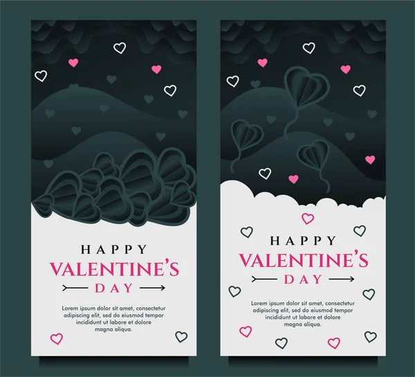 Щасливий День Святого Валентина Банерний Шаблон Темним Сірим Фоном — стоковий вектор