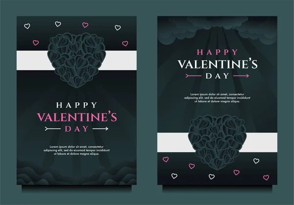 Šťastný Valentýn Banner Flayer Blahopřání Šablona Tmavým Pozadím — Stockový vektor