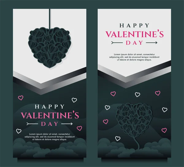 Šťastný Valentýn Banner Šablona Tmavým Pozadím — Stockový vektor