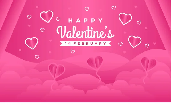 Jolie Fête Saint Valentin Saluant Fond Bannière Avec Des Cœurs — Image vectorielle