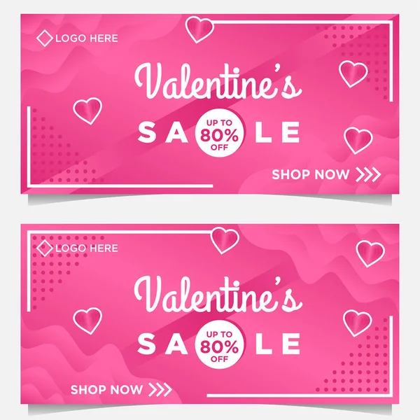 Happy Valentine Day Banner Template Pink Background — Stock Vector