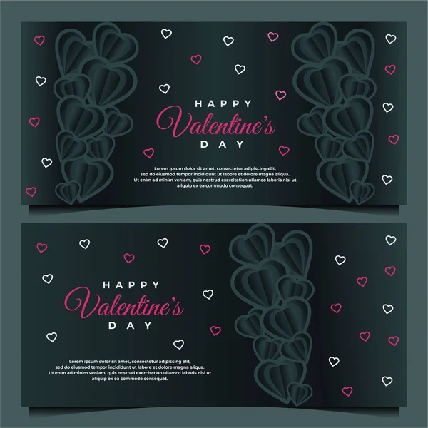 Šťastný Valentýn Banner Šablona Tmavým Pozadí Šablony — Stockový vektor