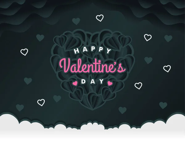幸せなバレンタインデーのバナー抽象的なハートシンボルの背景テンプレート — ストックベクタ